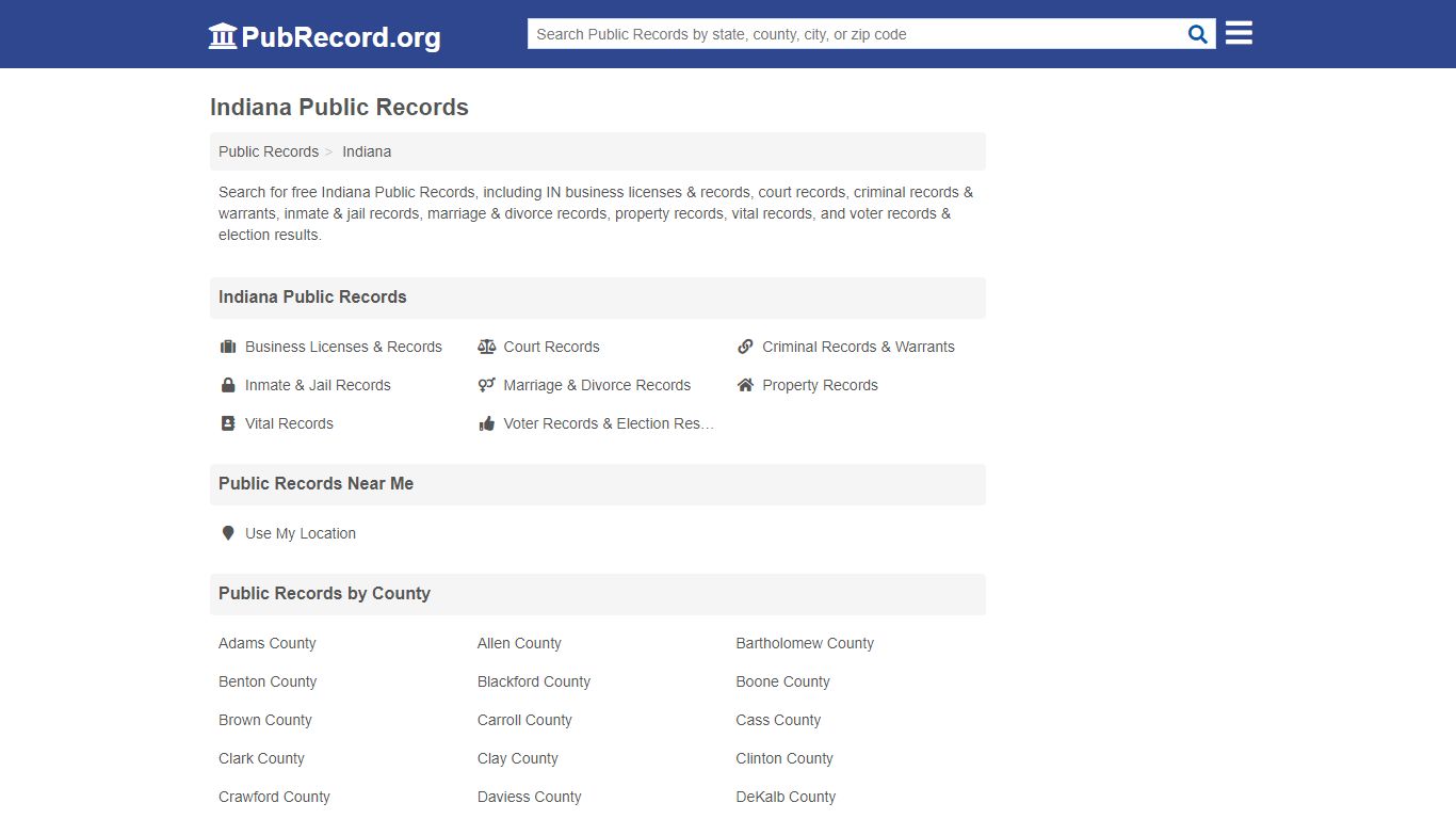 Free Indiana Public Records - PubRecord.org